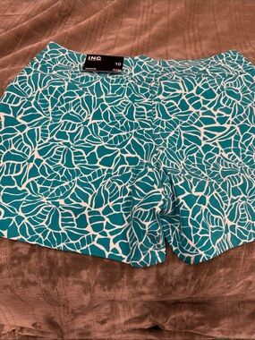 INC International Concepts Teal & White Printed Shorts